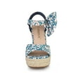 thumbnail image 6 of BLISSFUL STEP Women's Shoes Floral Printed Bow Tie Platform Slingback Espadrille Wedge Sandals Blue 10, 6 of 6