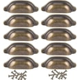 thumbnail image 1 of Tiradores de taza con estilo de los viejos tiempos, pátina de bronce de latón deslustrado original para herrajes de muebles, 10 piezas, 1 of 5