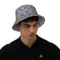 thumbnail image 5 of Yiaed Popcorn On Blue Lines Print Reflective Stripe Bucket Hat Unisex Funny Outdoor Fisherman Cap Beach Sun Hat, 5 of 5