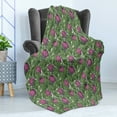 thumbnail image 4 of Protea Soft Flannel Fleece Throw Blanket, Vintage Arts and Crafts Inspired Botanical Spring Flowers Theme, Cozy Plush for Indoor and Outdoor Use, 60" x 80", Reseda Green Magenta, by Ambesonne, 4 of 5