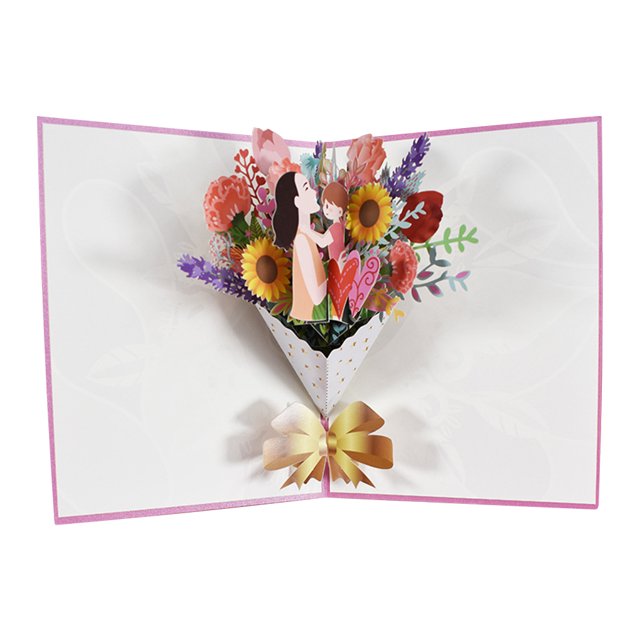 Tarjeta de flores Tarjeta de ramo pop-up Día de la madre Decoración de la bendición del regalo para el festival Cumpleaños Jooan Hogar