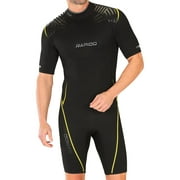 Rapido Boutique Collection Men's Equator Superior Flex Stretch Neoprene Wetsuit Shorty Scuba Snorkeling Surf Suit - BKYL - LG