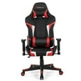 thumbnail image 4 of Pemberly Row Faux Leather Swivel Massage Gaming Chair with Lumbar Support in Red, 4 of 11