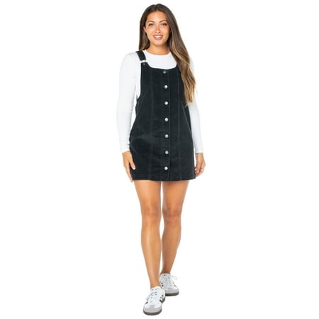 Celebrity Pink Women's and Women's Plus Corduroy Pinafore Mini Dress, Sizes XS-4X