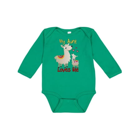 

Inktastic My Aunt Loves Me Llama Gift Baby Boy or Baby Girl Long Sleeve Bodysuit