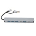 thumbnail image 2 of Hub USB C, Alta Compatibilidad 5 Gbps Gris Espacial Adaptador De Concentrador USB Disipación De Calor 7 En 1 Ahorro De Costos Para Computadoras, 2 of 7