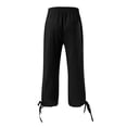 thumbnail image 6 of QATAINLAV Linen Capris Pants for Women Summer Casual Loose Drawstring Elastic High Waist Straight Cropped Trousers with Pockets Beach Clothes Black M, 6 of 7