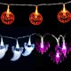 thumbnail image 4 of Cadena de luces decorativas, juego de 3 luces de hadas que funcionan con pilas, cadena de luces fantasma de murciélago de calabaza de 12 pies con 30 LED cada una para interiores/exteriores, fiestas, 4 of 5