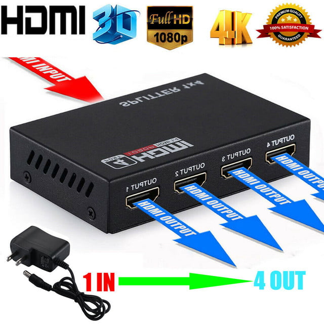HDMI 1 in 2 out Splitter 2 Port Hub Repeater Amplifier v1.4 3D  HDTV 