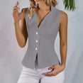 thumbnail image 2 of Breezora Women's 3 Button Sleeveless Vest Suit Set Lightweight Comfortable Summer Outfit for Business Casual and Daily Wear M Size Grey, 2 of 9