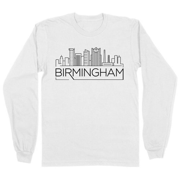 Skyline Birmingham Alabama Long Sleeve Shirt Unisex Large White