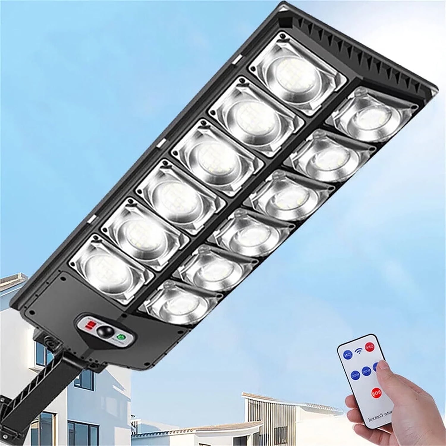 Super Bright 10000LM Solar Street Lights with Motion Sensor, Remote Control, Dusk to Dawn Outdoor Security Lights for Garden, Yard, Patio, Parking Lot - Energy Efficient, Weatherproof, Easy Installat