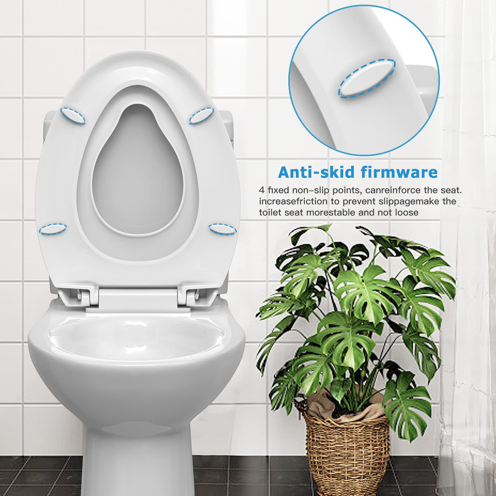 AOILE 2-in-1 Toilet Seat with Built-in Potty Training Seat - Soft-Close, Removable & Non-Slip Design for Toddlers & Adults, Round 17"/19"