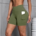 thumbnail image 4 of Mifsaly Womens High Waisted Biker Shorts Tummy Control Yoga Shorts with Pockets Athletic Compression Workout Running Gym Cycling Exercise Clothes Green,L, 4 of 7