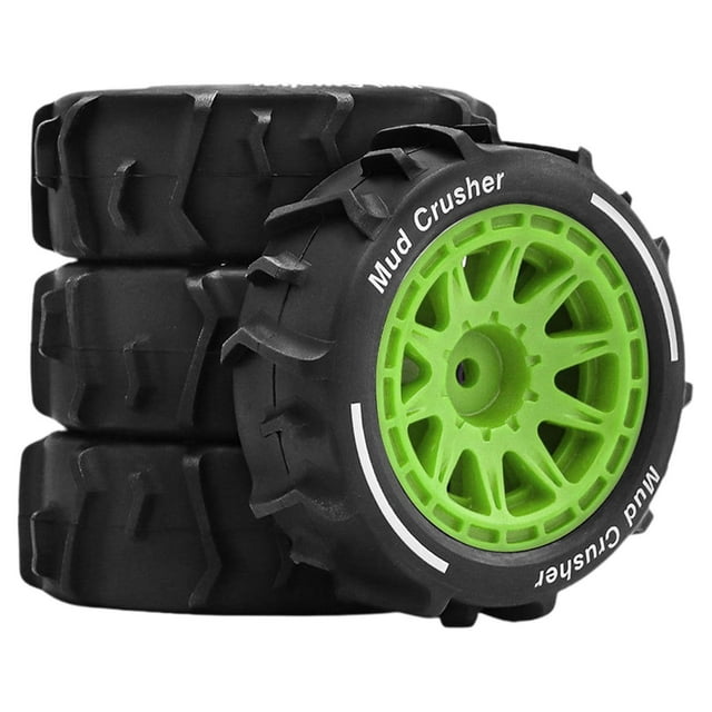 Bunblic 4 Pcs Roues de Buggy RC Tout-Terrain 2.8x1 Pouces Remplacement Pneus de Sable RC pour Accessoires de Pièces de Rechange 1/14 Professionnel Robuste Vert