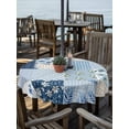 thumbnail image 2 of Outdoor Tablecloths with Umbrella Hole & Zipper, Blue Floral Round Tablecloth 54 Inch, Spring Flowers Plants Patchwork Grid Bohemia Waterproof Table Cloth, Patio/Pool/Picnic Table Covers, 2 of 8