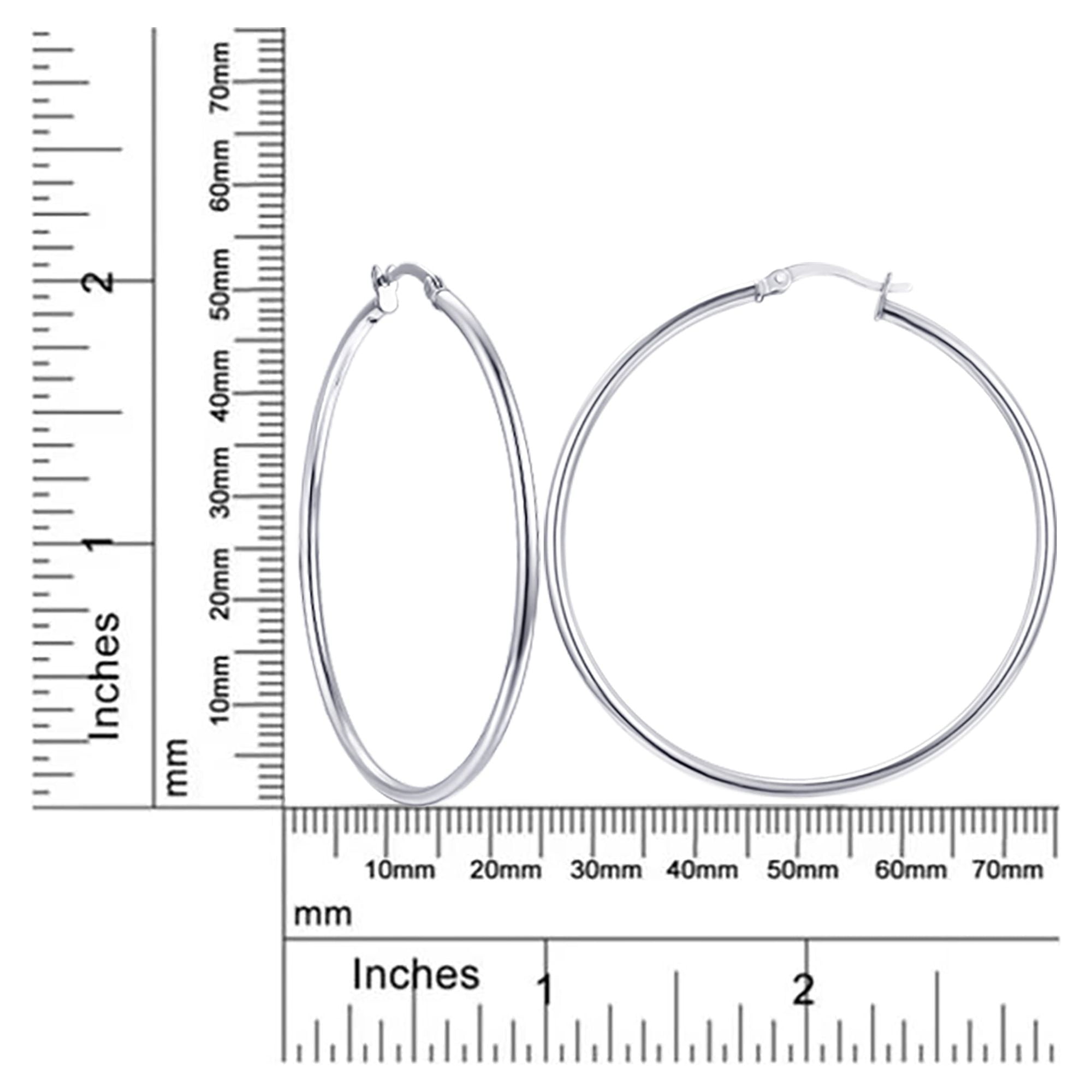 Brilliance Fine Jewelry Adult Click Top Hoops in Sterling Silver 50MM