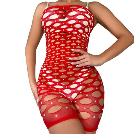 

GWAABD Bedroom Decor for Couples Popular Large Mesh Mesh Clothes Handmade Point Drill Shiny Tight Underwear