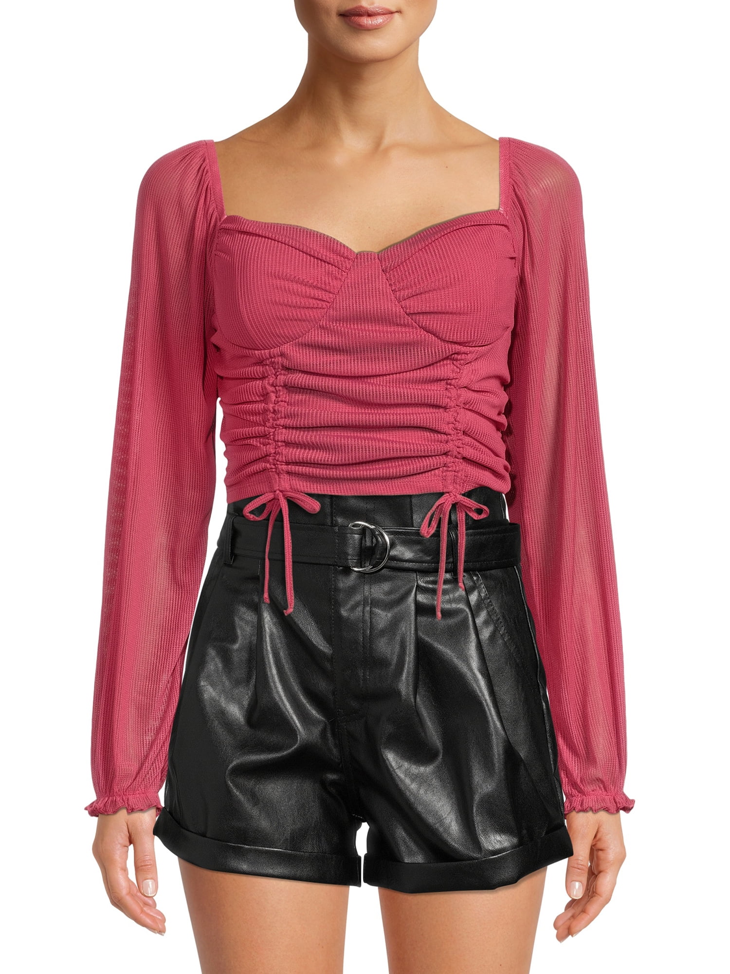 Madden NYC Junior's Shirred Peasant Top