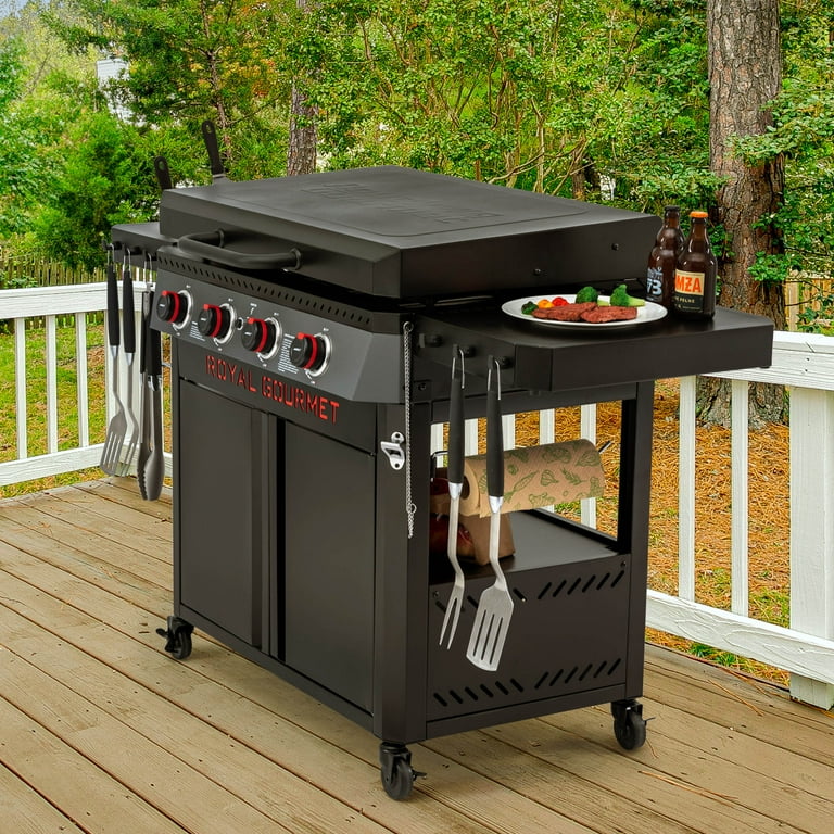 Royal Gourmet GB4008D Premium 4-Burner Gas Griddle with Hood, 34