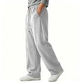 thumbnail image 3 of Umfun Men Loose Wide Leg Sweat Pants Solid Casual Comfort Basic Trousers Soft Daily Home Street Full Length Pants, 3 of 8