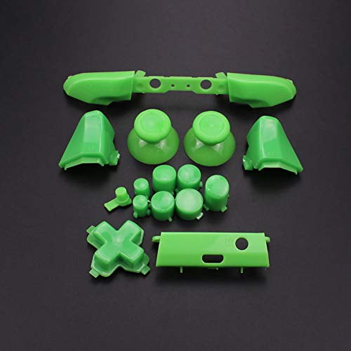 Replacement Full Set Button Bumper Trigger Buttons Guide Dpad RT LT RB LB ABXY ON Off Button Kit for Xbox One Slim Xbox One S Controller (Green)