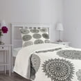 thumbnail image 3 of Ambesonne Oriental Quilted Bedspread Set 2 Pcs, Ottoman Inspired Mandala, Twin Size, White and Black, 3 of 5