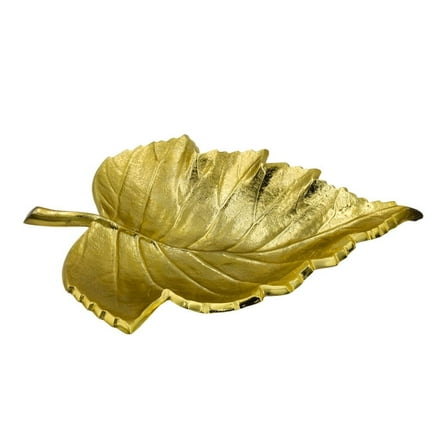 Exquisite Decorative Plate with Golden Leaf Design – A Timeless Piece for Special Occasions or Everyday Home Decor, 5 cm