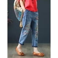 thumbnail image 3 of y2k Elastic Waist Embroidery Lace Up Ankle-Length Pants Summer Casual Pencil Jeans Spring Korean Fashion New Vintage Clothes, 3 of 5