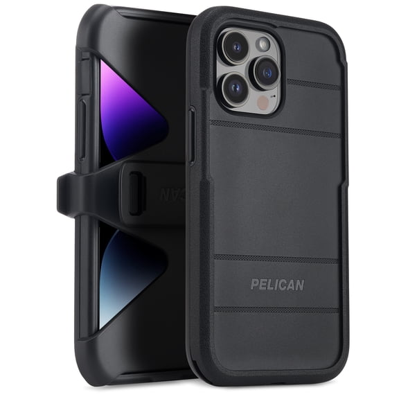 Pelican Voyager Series Apple iPhone 14 Pro Max Case with Belt Clip Holster [MagSafe Compatible] - Black