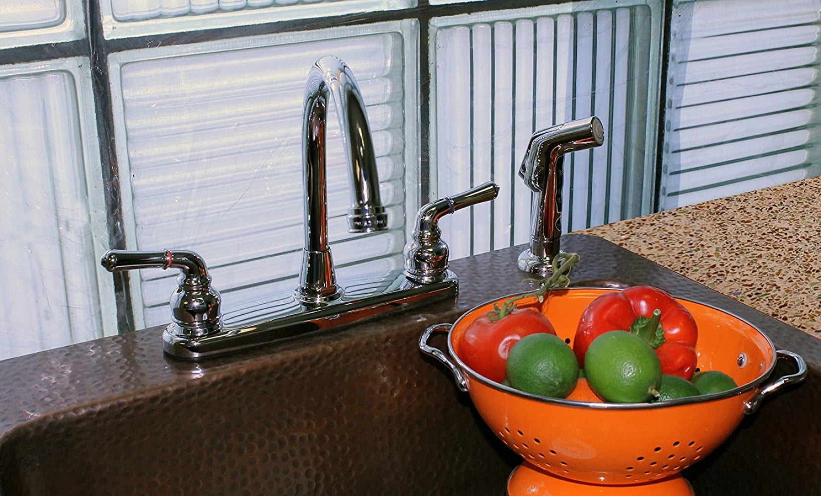 Westbrass WAS01-26 Hi-Arc 2-Handle Kitchen Faucet with Side Sprayer, Polished Chrome