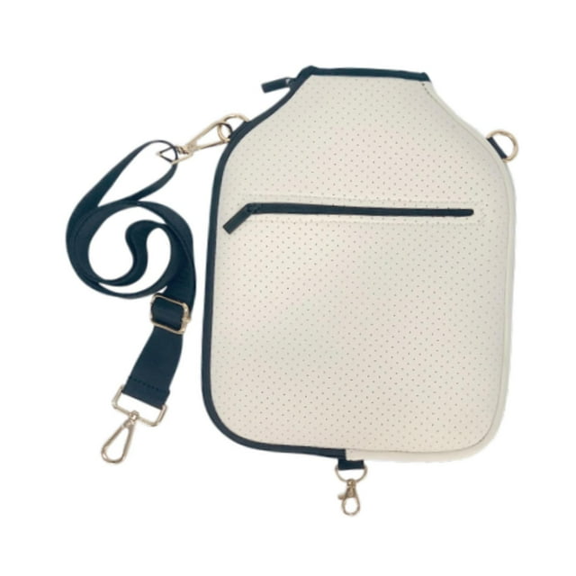 jinwen Pickleball Racket Cover Shoulder Bag Pouch Racket Case for Practice Training White