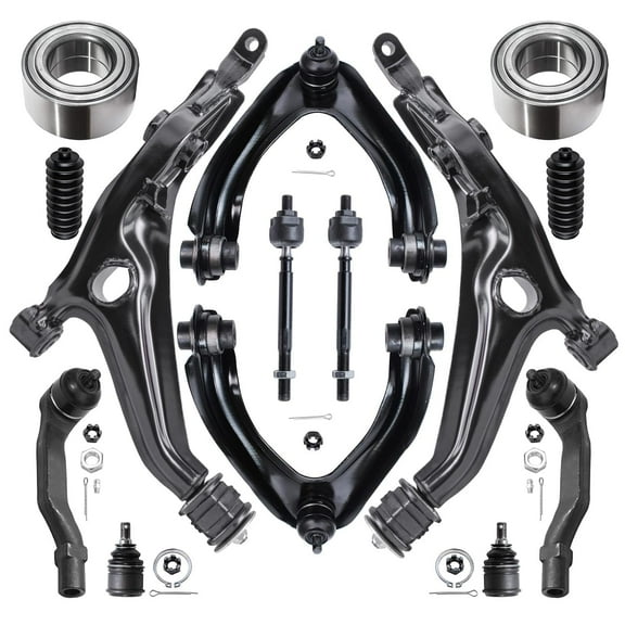 Detroit Axle - Front Upper Lower Control Arms   Tie Rods w/ Boots   Wheel Bearing Replacement for 1997 - 2001 Honda CR-V - 14pc Set