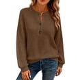 thumbnail image 4 of Women's Waffle Henley Shirts Long Sleeved Button Down Summer T Shirt Casual Loose Comfortable Lightweight Comfy Tees Tops, 4 of 6