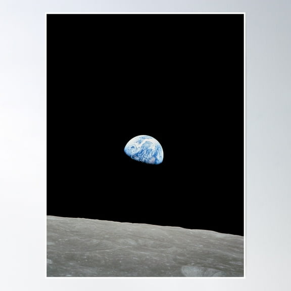Earthrise From Apollo 8 Poster Wall Art, Modern Wall Decor, 8x12 UNFRAMED