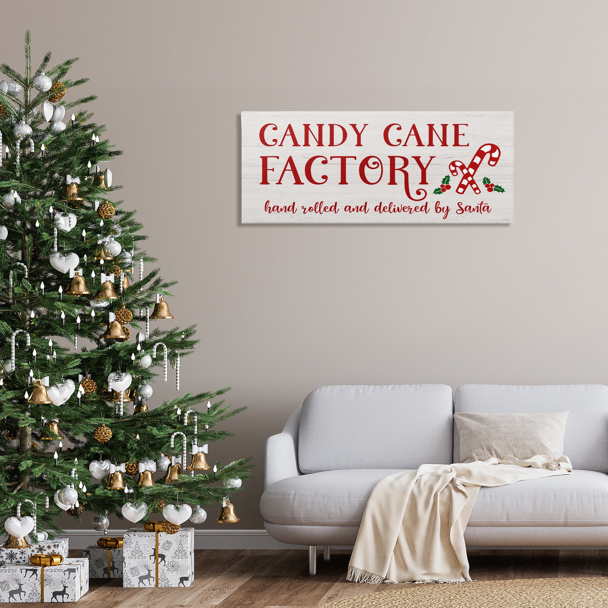 Stupell Industries Candy Cane Factory Holiday Painting Gallery Wrapped Canvas Art Prints Wall Art, 48 x 20