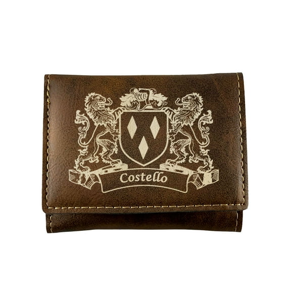 Costello Irish Coat of Arms Rustic Leather Wallet
