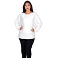 thumbnail image 2 of RWB Womens Viscose Acrylic Fine Knit Cable Sweater Off White Large, 2 of 3