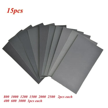 400 600 3000 800 1000 1200 1500 2000 2500 Grit Sandpaper Wet/Dry 15pcs/Set