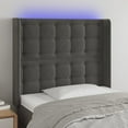 thumbnail image 4 of vidaXL LED Headboard Dark Gray 40.6"x6.3"x46.5"/50.4" Velvet, 4 of 53