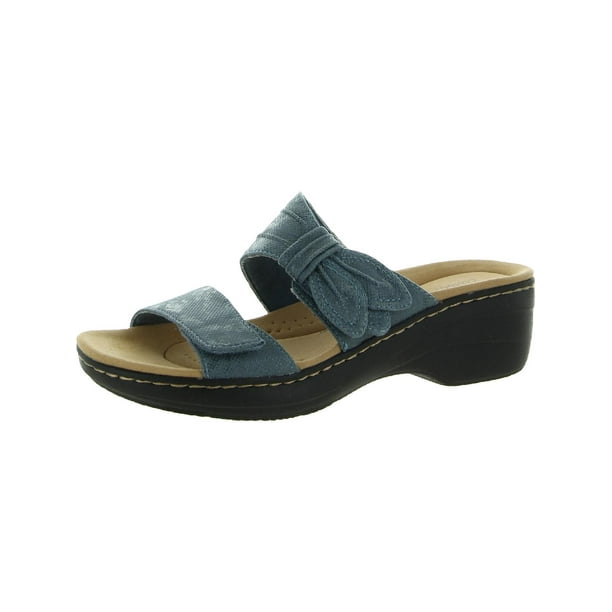 Clarks Womens Merliah Charm Leather Open Toe Wedge Sandals - Walmart.com