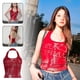 thumbnail image 2 of LUVCLS Camisola roja con estampado floral vintage para mujer, sin mangas, ajustada y corta ]б, 2 of 6