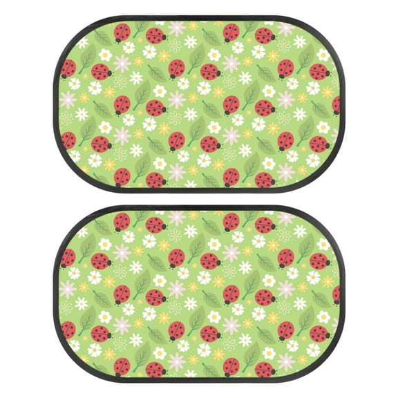 Yuyamidu Ladybug Car Shade for Side Windows Flower Car Window Shade Sun Glare UV Protection 2 Pack Green Rear Window Sunshade for Car Travel Accessories