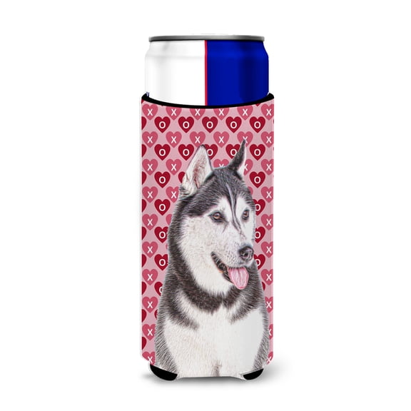 Hearts Love and Valentines Day Alaskan Malamute Ultra Hugger for slim cans