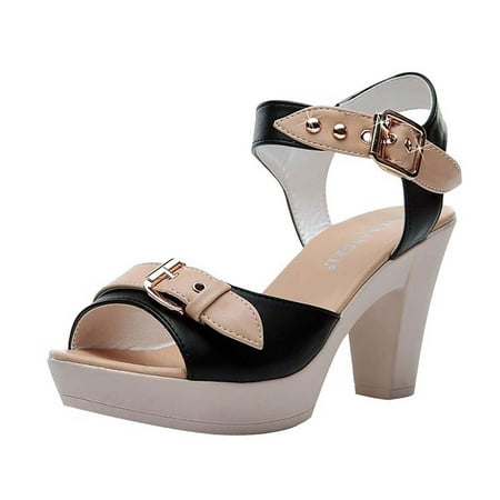 

Sentuca Thick-heeled High Heels All-match Fish Mouth Shoes Buckle Strap Women Sandals