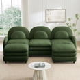 thumbnail image 4 of taoruifang 98 in Green Teddy Fabric Cloud-like 3-Seat Sofa, Curved Backrest and Armrest, Modular with 2 Movable Ottomans, 4 of 12
