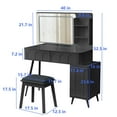 thumbnail image 2 of AENKYO Vanity Table Set with LED Lighted Mirror, 4 Drawers, Makeup Table with Movable Side Cabinet & Stool, Black, 2 of 11