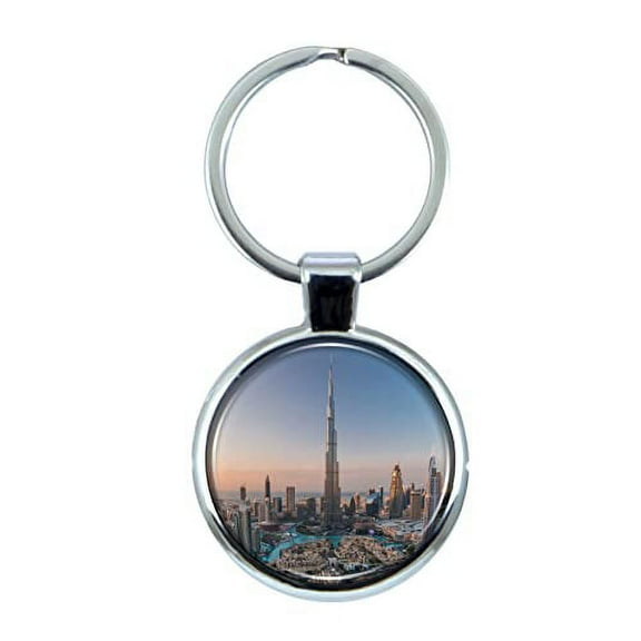 Dubai Keychain with Epoxy Dome and Metal Keyring