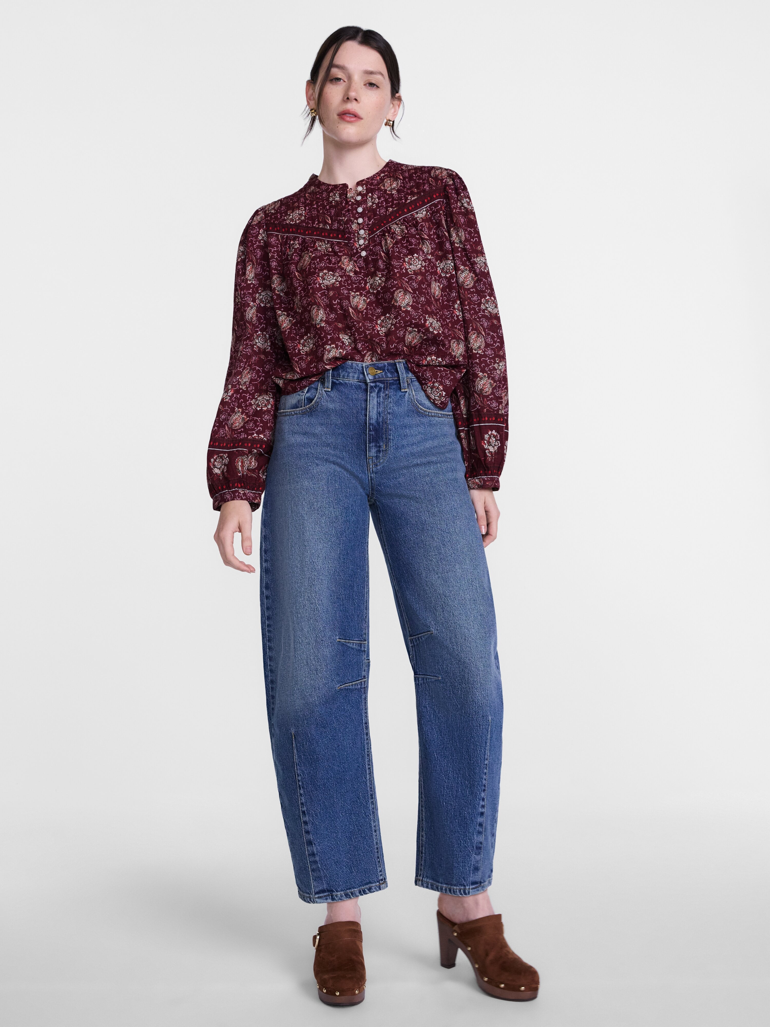 Scenario Women's and Women's Plus Quilted Detail Long Sleeve Top, Sizes XS-4X