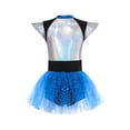 thumbnail image 2 of Yartina Kids Girls Halloween Alien Costume Sequins Ballet Leotard Dance Tutu Dress Carnival Party Blue 6, 2 of 7